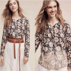 MAEVE | orli bibbed button down blouse, size medium